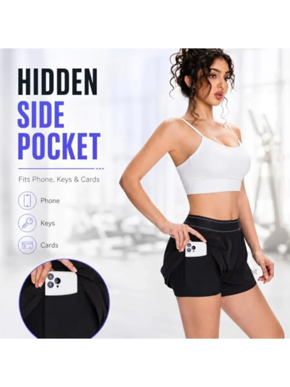 Women's 2-in-1 Quick Dry Running Shorts with Liner & Pocket 3